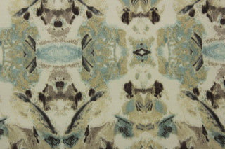 This outdoor print features a stunning kaleidoscopic array of abstract watercolor shapes in khaki, brown, tan, taupe, blue, beige, and ivory.&nbsp; With a water repellant finish and 33,000 double rubs, this fabric is both visually appealing and durable for outdoor use. Great for<span data-mce-fragment="1">&nbsp;cushions, tablecloths, upholstery projects, decorative pillows and craft projects.&nbsp; Recommended to store away when not in use.</span>