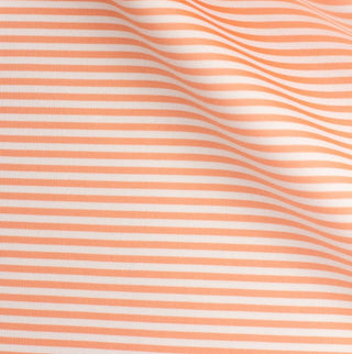 Scuba Double-Knit Horizontal Stripe Fabric in Peach and White