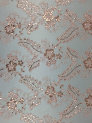 Olivia Delicate Embroidered Lace Fabric in Pink