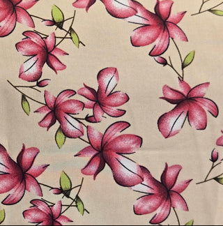 Tulip Magnolias Chiffon Fabric in Pale Pink