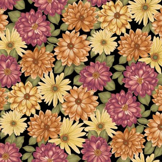  Marcus Fabrics Black Mini Mums Quilting Fabric  by Laura Berringer
