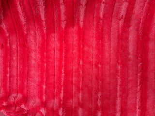 Ribbed Mink Faux Fur Fabric in Red