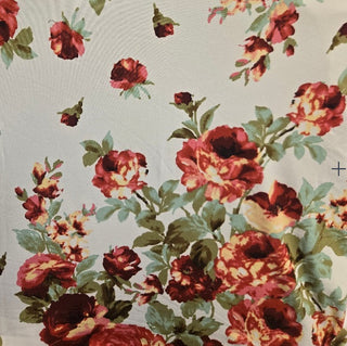 Timeless ITY Knit Rose Garden Floral Fabric in White