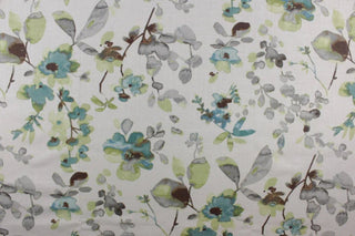 Aqua Linen Blend Fabric in Cloud