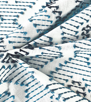 Eastern Accents Trillium Embroidered Fabric in Blue