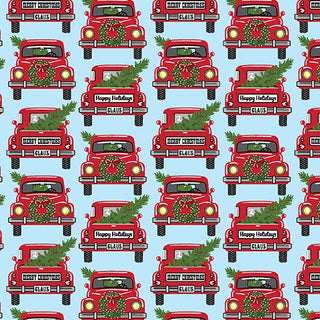 Kanvas Studio for Benartex Jolly Red Trucks Quilting Fabric in Blue