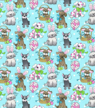 Fabric Traditions Spring Holiday Pups Quilting Fabric in Blue