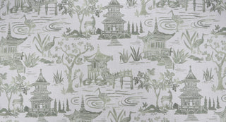 Belle Maison Zen Garden Chinoiserie Fabric in Jade