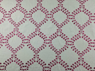 Duralee Winding Leaves Embroidered Fabric in Raspberry