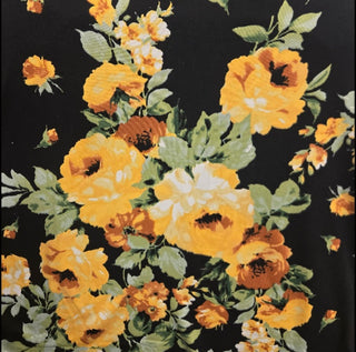 Timeless ITY Knit Rose Garden Floral Fabric in Yellow