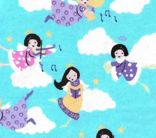 Musical Angels Flannel Fabric in Aqua 