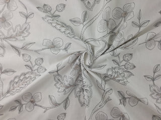 Stout Fabrics Lisbette Floral Embroidered Fabric in Taupe