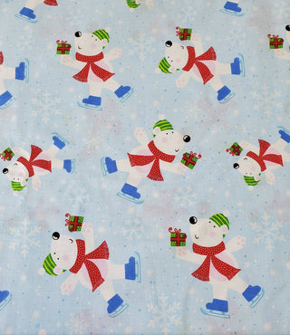 Christmas Polar Bear Quilting Fabric in Light Blue
