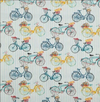 Bikes With Flowers Striped Fabric in Summer