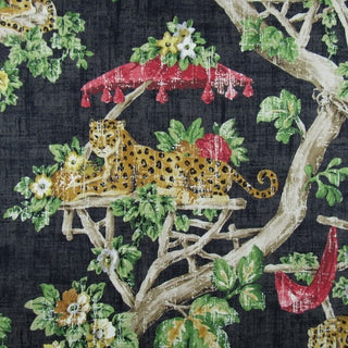 P Kaufmann© Lazy Days Chinoiserie Polished Cotton Fabric in Ebony