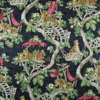 P Kaufmann© Lazy Days Chinoiserie Polished Cotton Fabric in Ebony