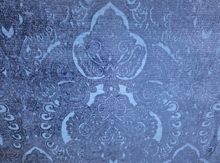 Robert Allen Delacroix Damask Etched Chenille Fabric in Indigo