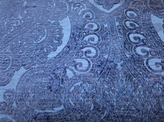 Robert Allen Delacroix Damask Etched Chenille Fabric in Indigo