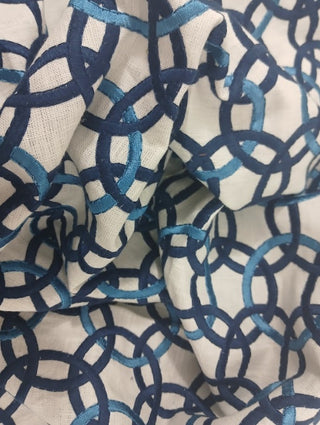 Beacon Hill Momentum Embroidered Fabric in Indigo