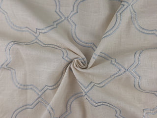 Enya Embroidered Fabric in Cloud Blue by Carole Fabric