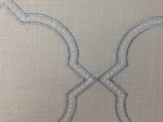 Enya Embroidered Fabric in Cloud Blue by Carole Fabric