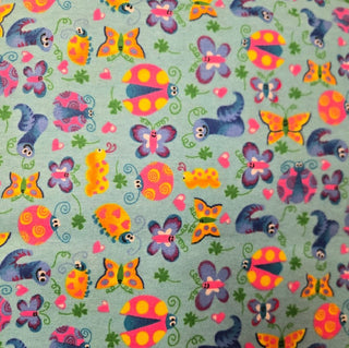 Bug-A-Boos Flannel Fabric in Aqua