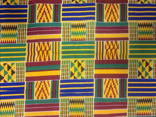Harlem Wax Kente Design Fabric in Green & Red