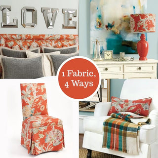 Ballard Designs Rayna Jacobean Floral Fabric in Coral 