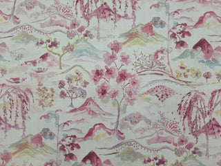 Belle Maison Willa Chinoiserie Toile Fabric in Cherry Blossom