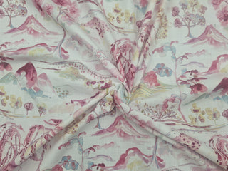 Belle Maison Willa Chinoiserie Toile Fabric in Cherry Blossom