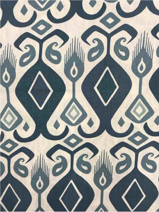 Chanson Ikat Linen Fabric in Blues