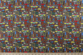 Camelot Crazy Chicken Quilting Print in Warm Iron