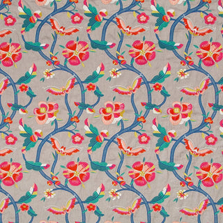 Robert Allen Dulce Flores Embroidered Fabric in Tomato