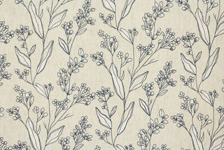  Elory Navy Floral Embroidered Fabric in Navy