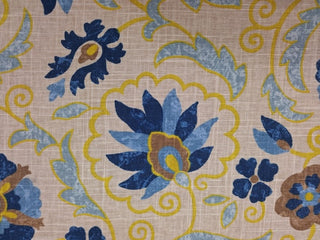 Floriated Suzani Designer Fabric in Denim