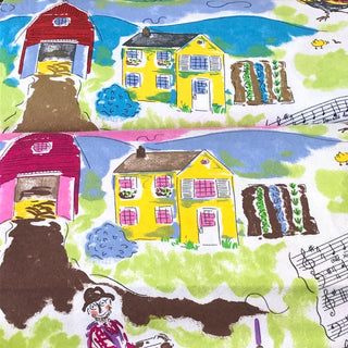 Farm Scape Flannel Fabric in Pink