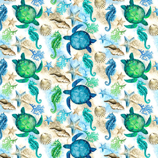 Sue Zipkin's Sea Life Quilting Fabrics in Green/Blue for Clothworks