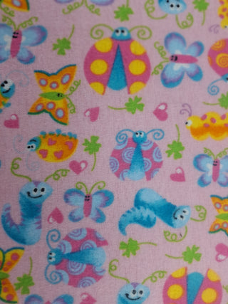 Bug-A-Boos Flannel Fabric in Pink 