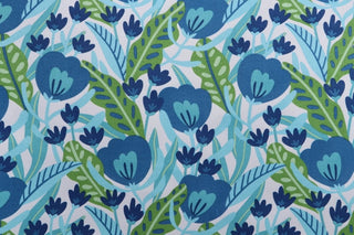 Richloom Solarium Fournett Floral Outdoor Fabric in Lagoon