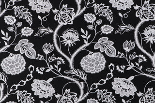 Carole Fabric Charming Climb Embroidered Fabric in Black