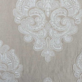 Beacon Hill Embroidered Damask Fabric in Linen