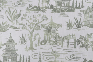 Belle Maison Zen Garden Chinoiserie Fabric in Jade