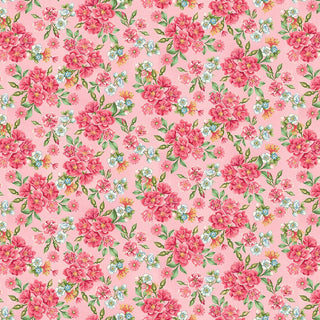 Henry Glass & Co Flower Toss Quilting Fabric in Pink