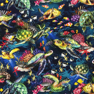 Oasis Fabrics Sea Turtles Quilting Fabric in Dark Blue