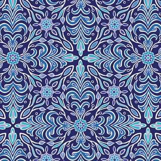 Benartex Medallion Indigo Quilting Fabric in Winter Jewels by Amanda Murphy