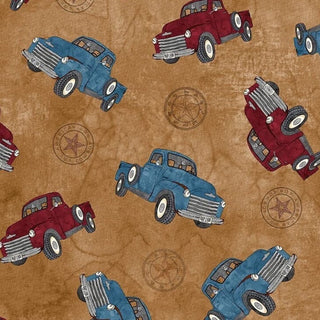 Blank Quilting My Hero Wears Cowboy Boots Quilting Fabric in Marmelo