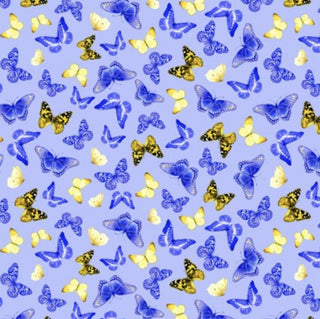 Benartex Fabrics Sunflower Sunrise Butterflies Quilting Fabric in Blue