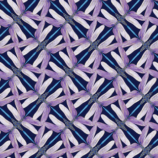  Benartex Dragonfly Dance Pinwheel Geo Quilting Fabric Navy/Violet by Kanvas Studio  