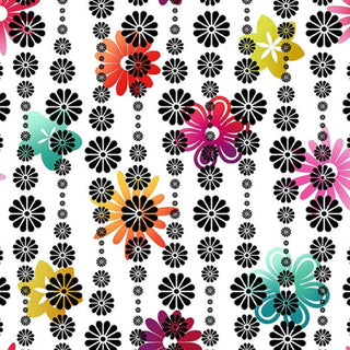 In the Beginning Fabrics Groovy Garden Quilting Fabric in White