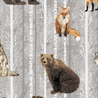 Andover Fabrics Reflections in the Woods Animal Quilting Print in Winter